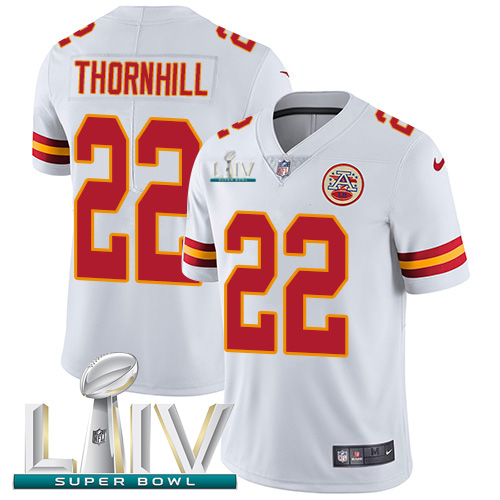 Kansas City Chiefs Nike #22 Juan Thornhill White Super Bowl LIV 2020 Youth Stitched NFL Vapor Untouchable Limited Jersey